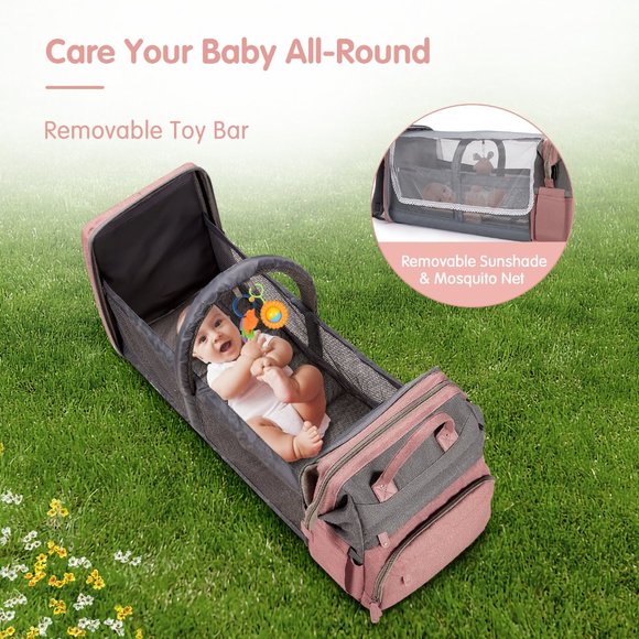 Brand New Derjunstar Diaper Backpack with changing station in pale pink - Picture 4 of 7